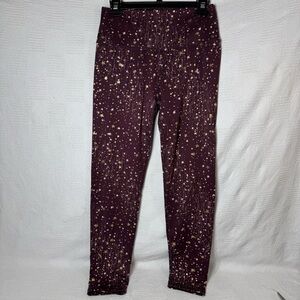 Aerie star chill leggings burgundy with gold stars, women’s size‎ large